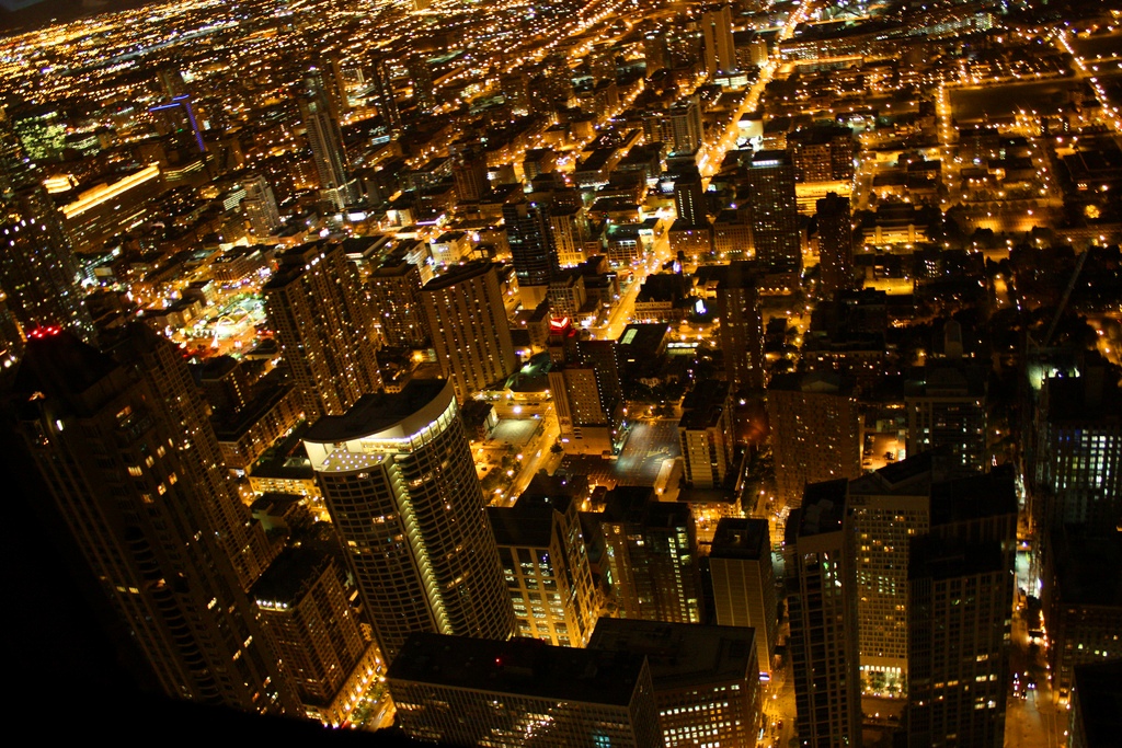 Chicago city lights from the Signature Lounge